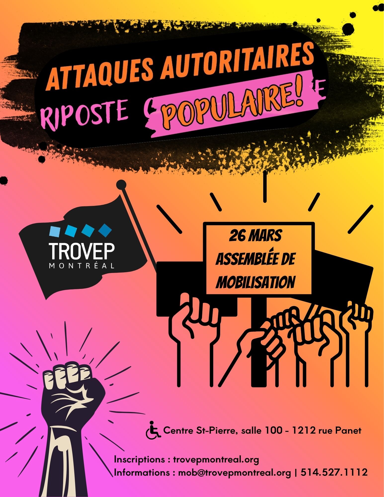 26 mars 2026 – Assemblée de mobilisation : Attaques autoritaires, riposte populaire !